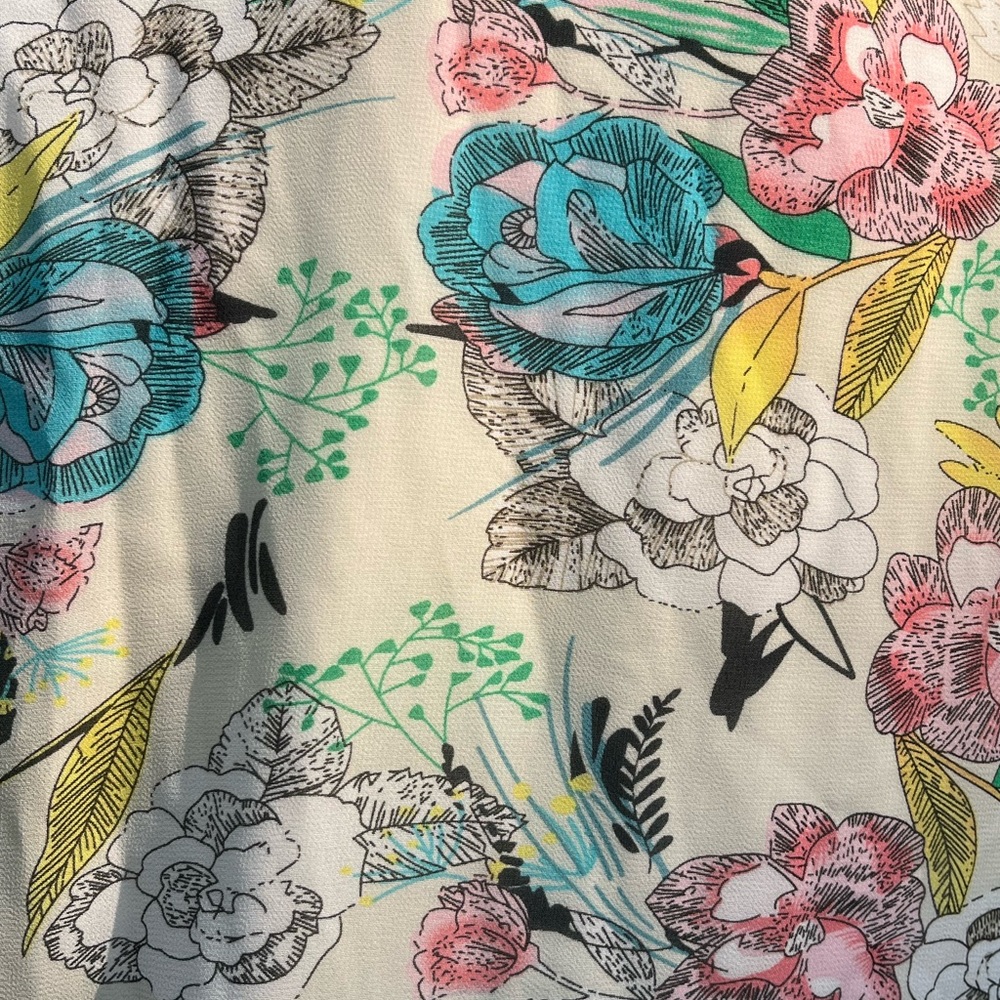EUC DR2 WATERCOLOR FLORAL CHIFFON DRESS - Picture 8 of 9